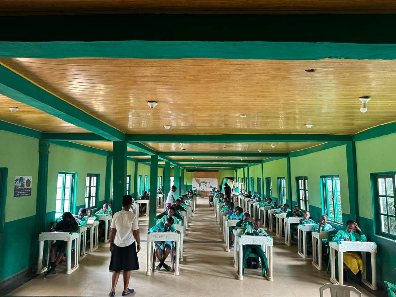 Teacher supervising students during exams