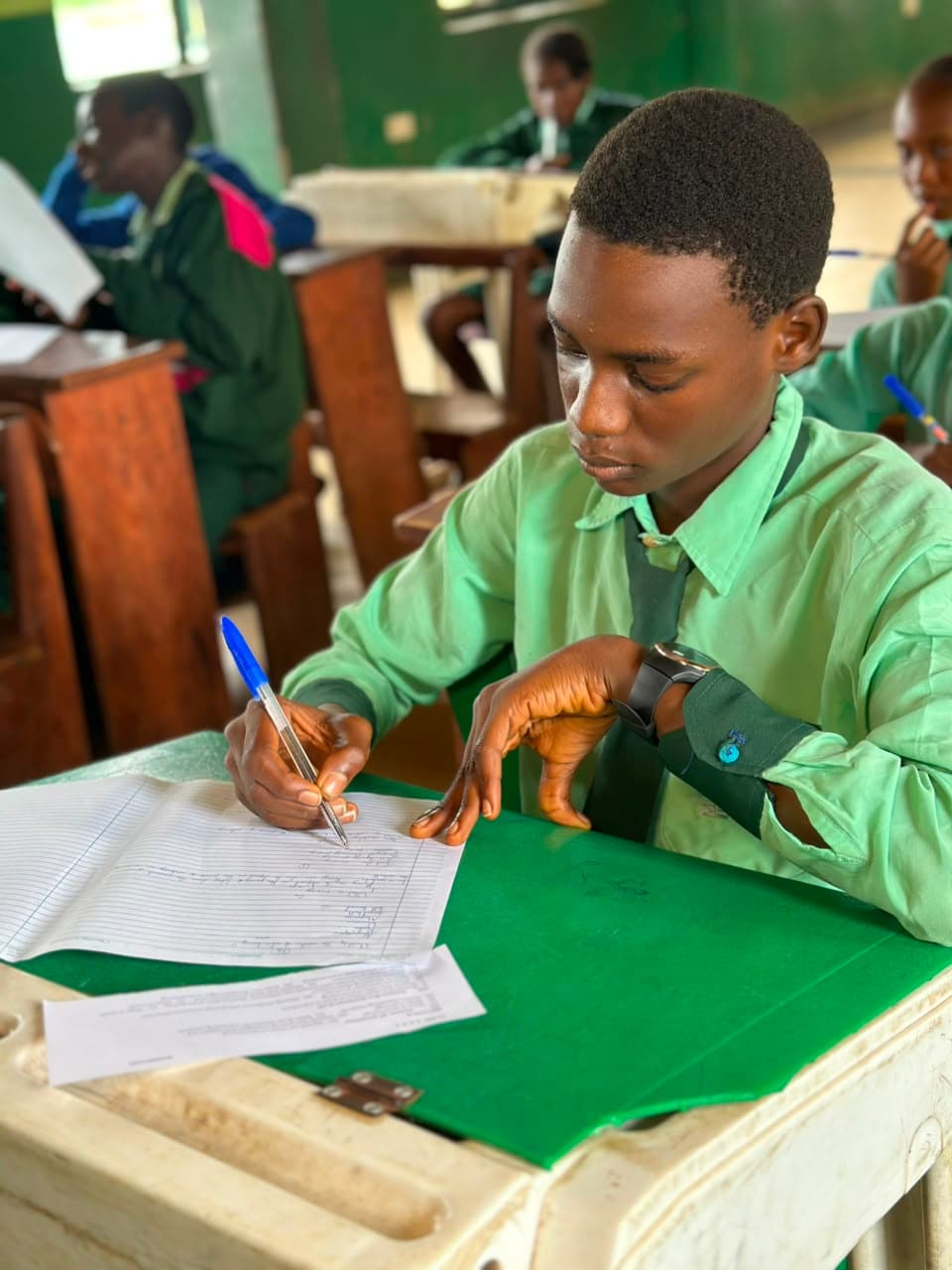 Student focused during an examination