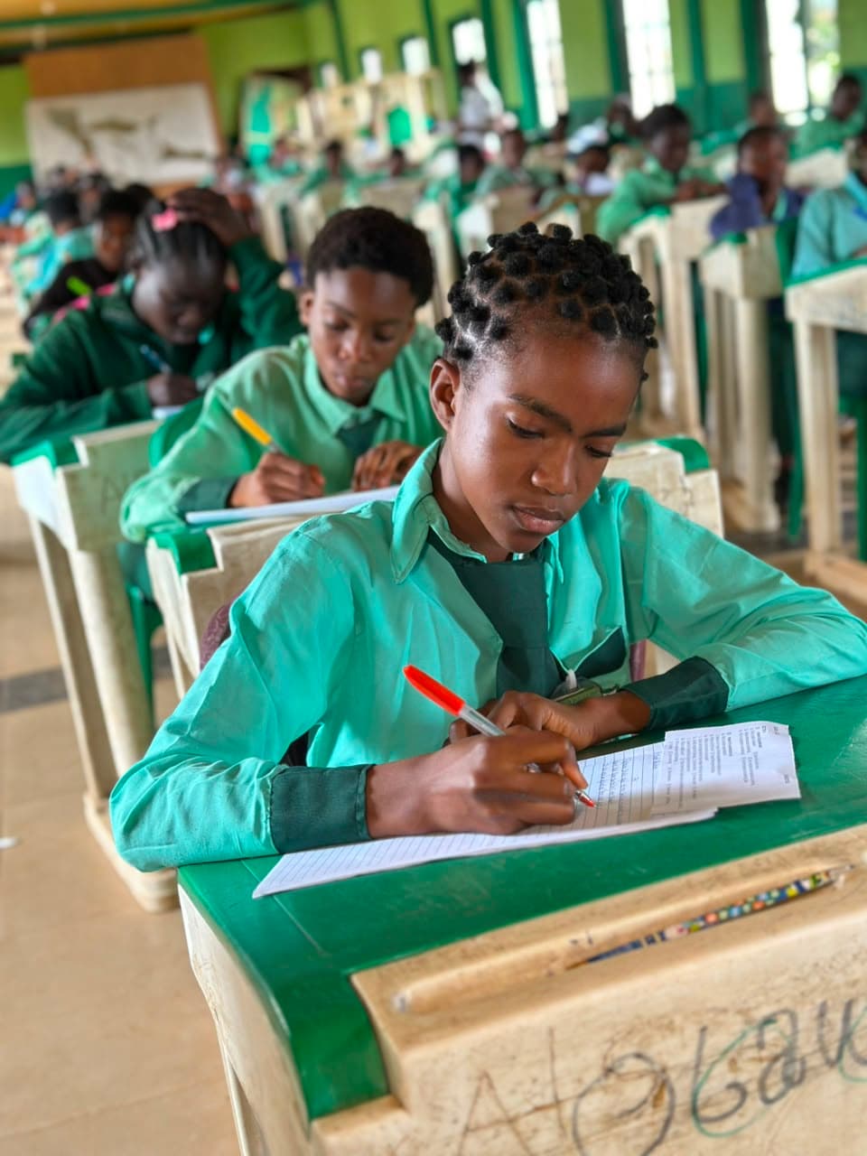 Students seated in rows during exams